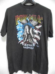 deadstock 1989年 POW MIA ビンテージ Tシャツ M black screen stars pow mias 3d emblem ハーレー just brass