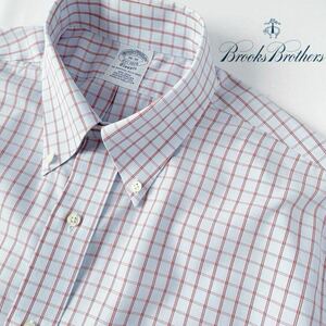 ブルックスブラザーズ BROOKS BROTHERS ボタンダウン チェック柄 長袖シャツ 16-31 175/100B (日本L) グレー レッド ノンアイロン シャツ