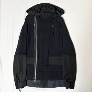 未使用品 定価¥107800 sacai 22SS Grosgrain Mix Blouson Size2 BLACKブルゾン ジャケット コットン ニット スウェット パーカー