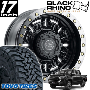 新品 ABRAMS 17インチアルミホイール GUN125 ハイラックス ブラックラリーED TOYO OPEN COUNTRY M/T 265/65R17付き4本セット 150系プラド