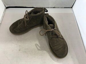 【UGG】アグオーストラリア　レディスショートブーツ　チャコールブラウン　スウェード×ボア　24cm　SY02-H58