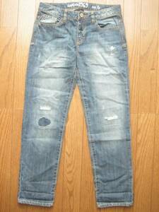 即決新品 GAP kids 1969/ギャップ/1969 rip & repair boy fit jeans/プレミアムデニム インディゴブルー系 14/155 訳有