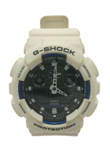 CASIO◆クォーツ腕時計・G-SHOCK/デジアナ/ラバー/WHT/WHT/使用感有