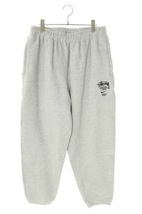 ナイキ ステューシー 20AW Fleece Sweat Pants DC4227-050 サイズ:M ロゴ刺繍スウェットロングパンツ 中古 FK04