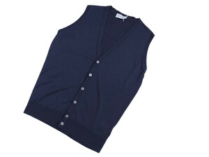  メンズ M ジョンスメドレー 最高級メリノウール ボタンベスト HUNTSWOOD MIDNIGHT JOHN SMEDLEY イギリス製★