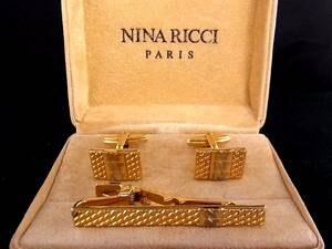 ■新品N■№1301 【NINARICCI】ニナリッチ 【ゴールド】■カフス＆ネクタイピン セット♪