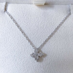 スタージュエリー ダイヤモンド フラワー ネックレス K18WG 0.09ct 2.6g