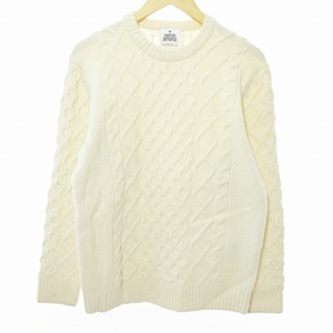 グリーンレーベルリラクシング ユナイテッドアローズ green label relaxing HAMILTON/LAMB ARAN クルーネック ニット セーター 長袖 オフ白