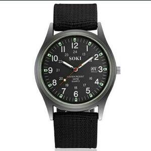 新品　未使用　腕時計　時計　アナログ　カレンダー　カジュアル　黒　102