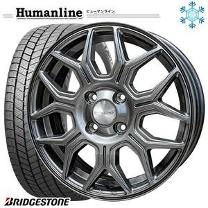 高崎 新品 冬セット ヒューマンライン HS-10M 13x4.0J +43 4H100 ブリヂストン ブリザック VRX3 145/80R13インチ ムーヴ等