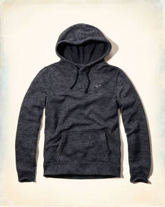 * ラスト * HOLLISTER ホリスター フード 裏起毛 パーカ Textured Icon Hoodie 長袖 XL / Navy *