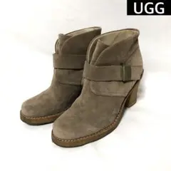 UGG ヒールブーツ ムートン ベージュ キャメル スウェード レザー アグ