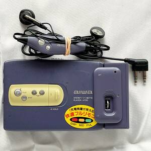 【ジャンク品】AIWA PX-720 パープル アイワ　純正イヤホン　電池ボックス　カセットボーイ　ウォークマン　ソニー WALKMAN