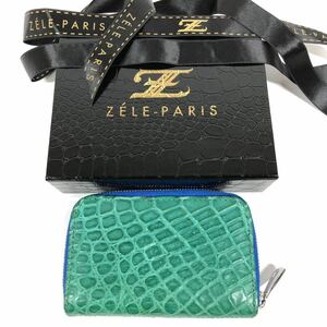 【ゼルパリ】基準内 ZELE-PARIS クロコダイル コインケース 小銭入れ 財布 エメラルドグリーン色系 ワニ革 メンズ レディース 箱 送料520円