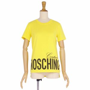 美品 モスキーノ MOSCHINO Tシャツ カットソー ロゴ コットン トップス レディース 36(S相当) イエロー cg06mo-rm11e24807