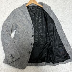 NICOLE【サイズ50 XL 雰囲気抜群】ニコル ツイード テーラードジャケット 裏地カモフラ柄 羽織り ブレザー グレー 総裏 