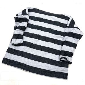 1625◎ BEAMS BOY ビームス ボーイ トップス カットソー 長袖 Tシャツ カジュアル ボーダー ブラック グレー レディースFREE