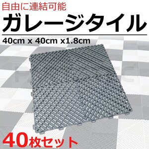 ガレージタイル グレー 40枚セット ガレージマット 40cm×40cm×1.8cm はめ込み 耐荷重10t ベランダ 屋外 駐車場 / 147-140×40 NF*