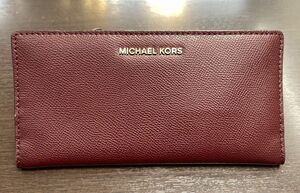 209717-0 MICHAELKORS マイケルコース スナップボタン 長財布 ボルドー系 同梱不可/単品取引のみ