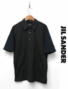 HGB-J342/JIL SANDER 半袖シャツ カットソー ハーフボタン ストレッチ 生地切替 M 黒 ユニセックス