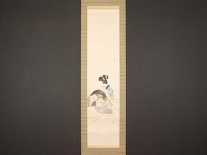 【模写】【伝来】sh7525〈伊東深水〉炬燵美人図 共箱 浮世絵師 東京の人