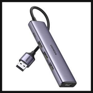 【開封のみ】UGREEN ★USB3.0 ハブ 4ポート拡張 ノートPC/PS5/PS4/Xbox/Surfaceに適用 給電用USB-Cポート付き セルフ/バスパワー両対応