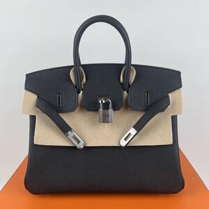 HERMES エルメス バーキン25 ブラック シルバー金具 トゴ ハンドバッグ 