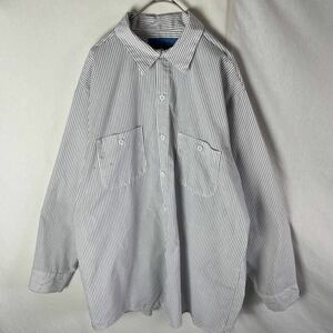 cintas 長袖ワークシャツ　ストライプ　古着　L-Rサイズ　WORKWEAR