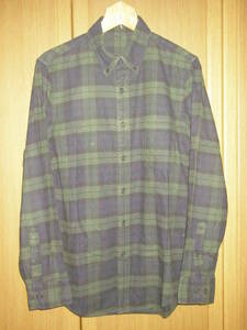 無印良品 ブラックウォッチ ボタンダウンシャツ ネルシャツ M 緑 紺 グリーン ネイビー チェック ボタンダウン シャツ BD チェックシャツ