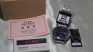 *未使用　SEIKO-ALBA 日本製機械式　自動巻き　21石　AQHA01６　電池不要　ブルー文字盤