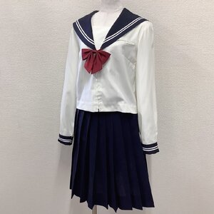 I933/Y(中古)山形県 長井工業高校 女子制服3点 /M程度/W62~68/丈60/合服セーラー/夏スカート/リボン/白2本/オフホワイト/合服/制服/学生服