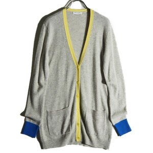 M6366f60　▼Equipment エキプモン▼　U10-S003B Ella Colorblock Cardigan Vネック カシミヤニット カーディガン グレー XS / ロング 秋冬