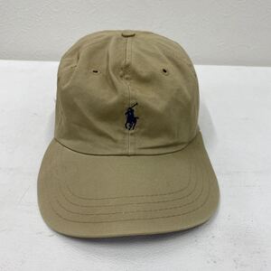 □【2688】Polo Ralph Lauren／ストラップバックキャップ／ベージュ／ADULTフリーサイズ