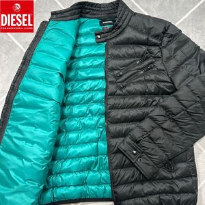 【極美品XL】真冬の極上品 DIESEL ディーゼル ダウンジャケット XLsize 黒 袖DIESELロゴ ジップ刻印 保温性抜群【極暖】最高傑作品