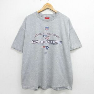 XL/古着 リーボック 半袖 ビンテージ Tシャツ メンズ 90s NFL ニューイングランドペイトリオッツ 大きいサイズ クルーネック グレー 霜降り