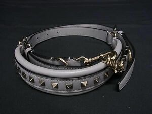 ■美品■ VALENTINO ヴァレンティノ ロックスタッズ レザー バッグ用 ショルダーストラップ 肩掛け グレー系 AV8717