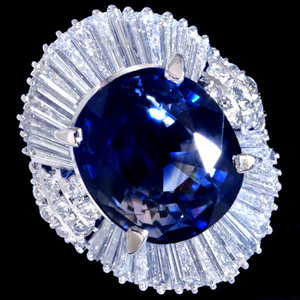 A7457 逸品スリランカ産ブルーサファイア１３．０９ct 天然絶品ダイヤモンド３．０７ct 最高級Pm900無垢セレブリング