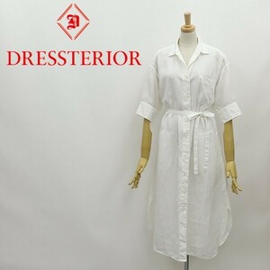 ◆DRESSTERIOR ドレステリア リネン100％ 五分袖 ロング シャツ ワンピース 白 ホワイト 38