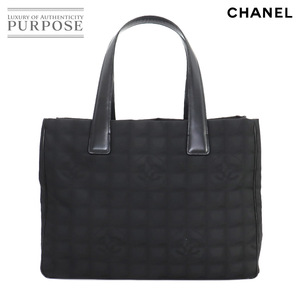 未使用 展示品 シャネル CHANEL ニュートラベルライン トート MM バッグ ナイロンジャガード レザー ブラック A15991 90263188