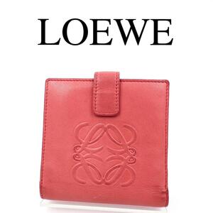 LOEWE ロエベ 折り財布 アナグラム Wホック レザー