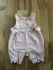 美品 女の子 ベビー 小花柄 サロペット風 ロンパース 70センチ 65センチ