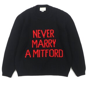 美品▼GUCCI グッチ 18SS 514906 NEVER MARRY MITFORD レタリング スネッククラウン ニットセーター ブラック XL 伊製 正規品 メンズ