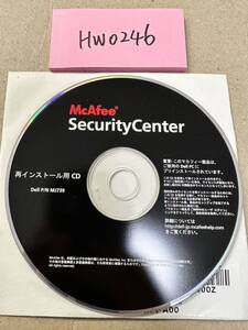 HW0246/中古品/McAfee° SecurityCenter 再インスト一ル用Dell P/N MJ739 ディスクのみ