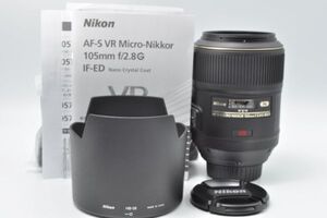 Nikon 単焦点マイクロレンズ AF-S VR Micro Nikkor 105mm f/2.8 G IF-ED フルサイズ対応 　【207】