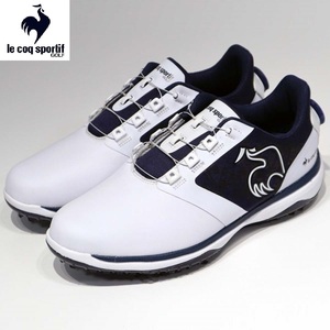 ・スピード発送 le coq sportif GOLF(ルコックゴルフ)マイクロファイバーPUレザー ダイヤル式スパイクシューズ QQ2SJA01(WHNV)２７．５ＣＭ