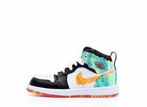 Nike PS Air Jordan 1 Mid SE Wavy "Black/Whaite Term Orange Kumquat" 22cm DJ6562-038