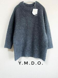 美品 Y.M.D.O. 【タグ付】ウール アルパカ ブークレニット チュニック グレー セーター F