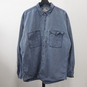 P831 90sビンテージ リーバイス LEVIS 長袖シャツ■1990年代製 表記XLサイズ ブルー 青 アメカジ ストリート 古着 激安 希少 オールド 