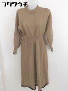 ◇ natural couture NICE CLAUP 長袖 ロング ワンピース サイズF ベージュ系 レディース