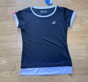 【送料込】BABOLAT バボラ レディス CLUB ショートスリーブシャツ L ブラック 黒 BWG1330C 女性 半袖Tシャツ テニスウェアー 